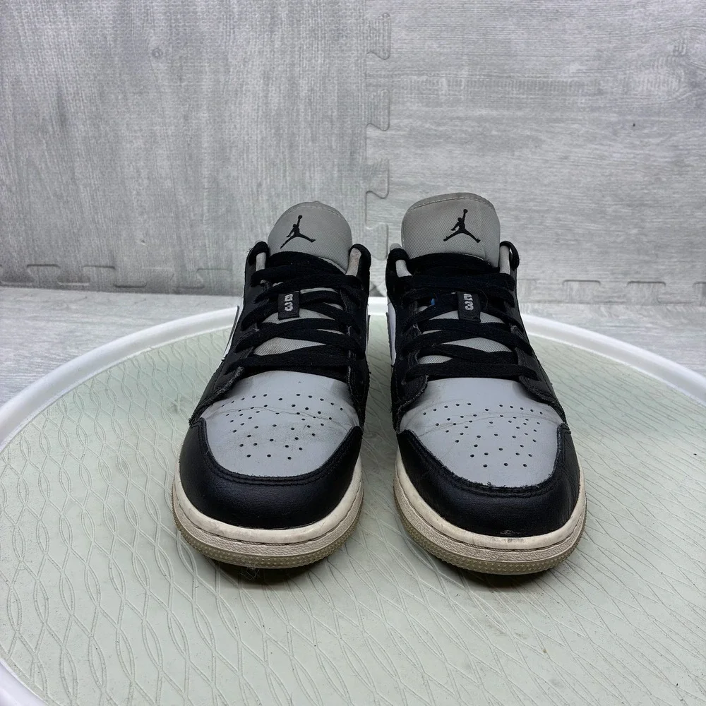 Jordan 1 Low Kids Size 6Y Black Grey White Shadow Leather Sneakers 553560-039